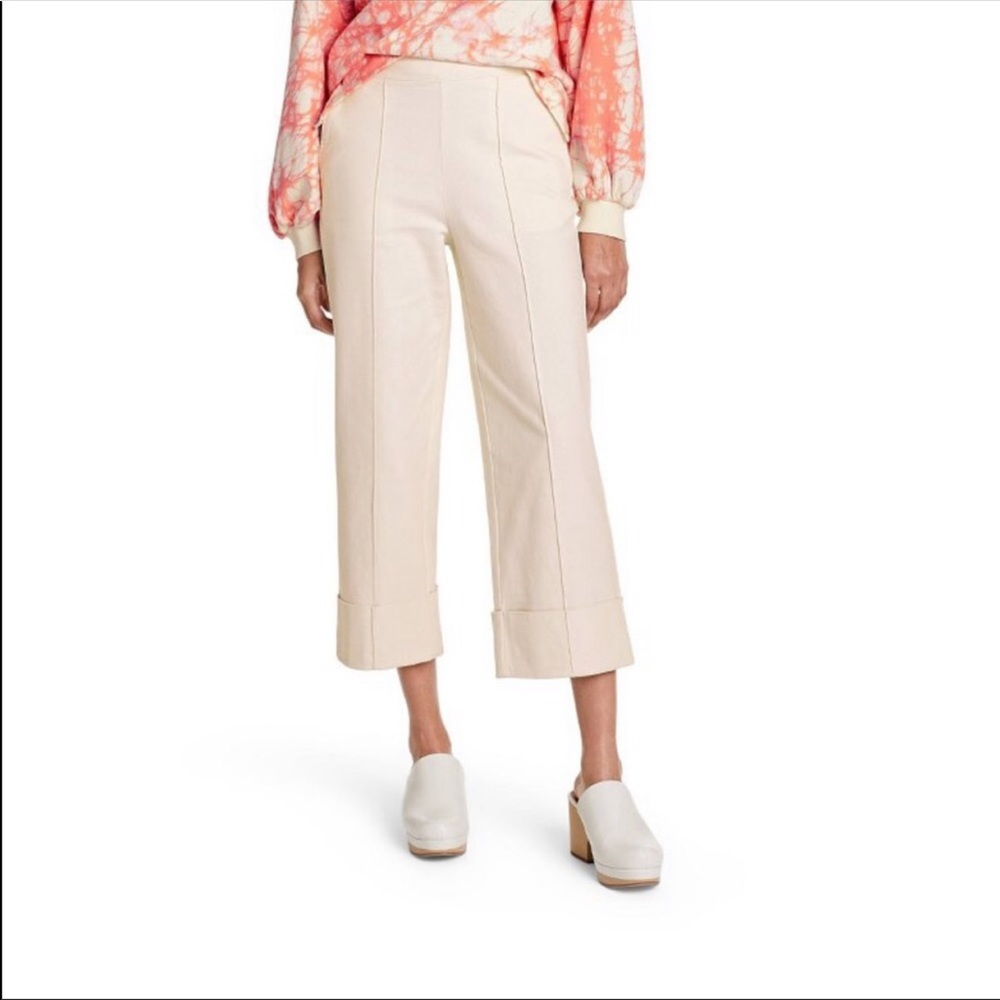 NWT Rachel Comey for Target Cream High-Rise Cuff Straight Leg Cropped Pants